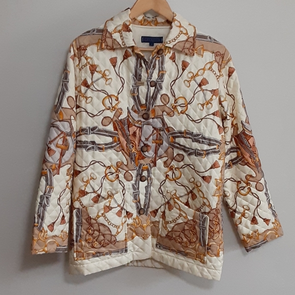 J. McLaughlin Jackets & Blazers - J McLaughlin Silk Quilted Jacket Equestrian Horse